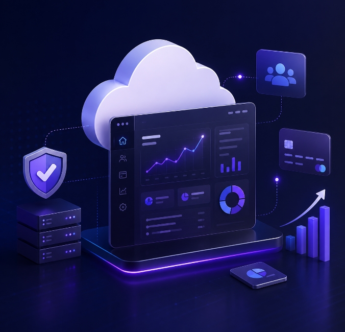 SaaS development services dashboard and cloud architecture