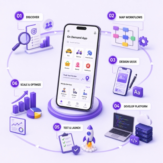 On demand app development process roadmap from discovery to launch and scaling